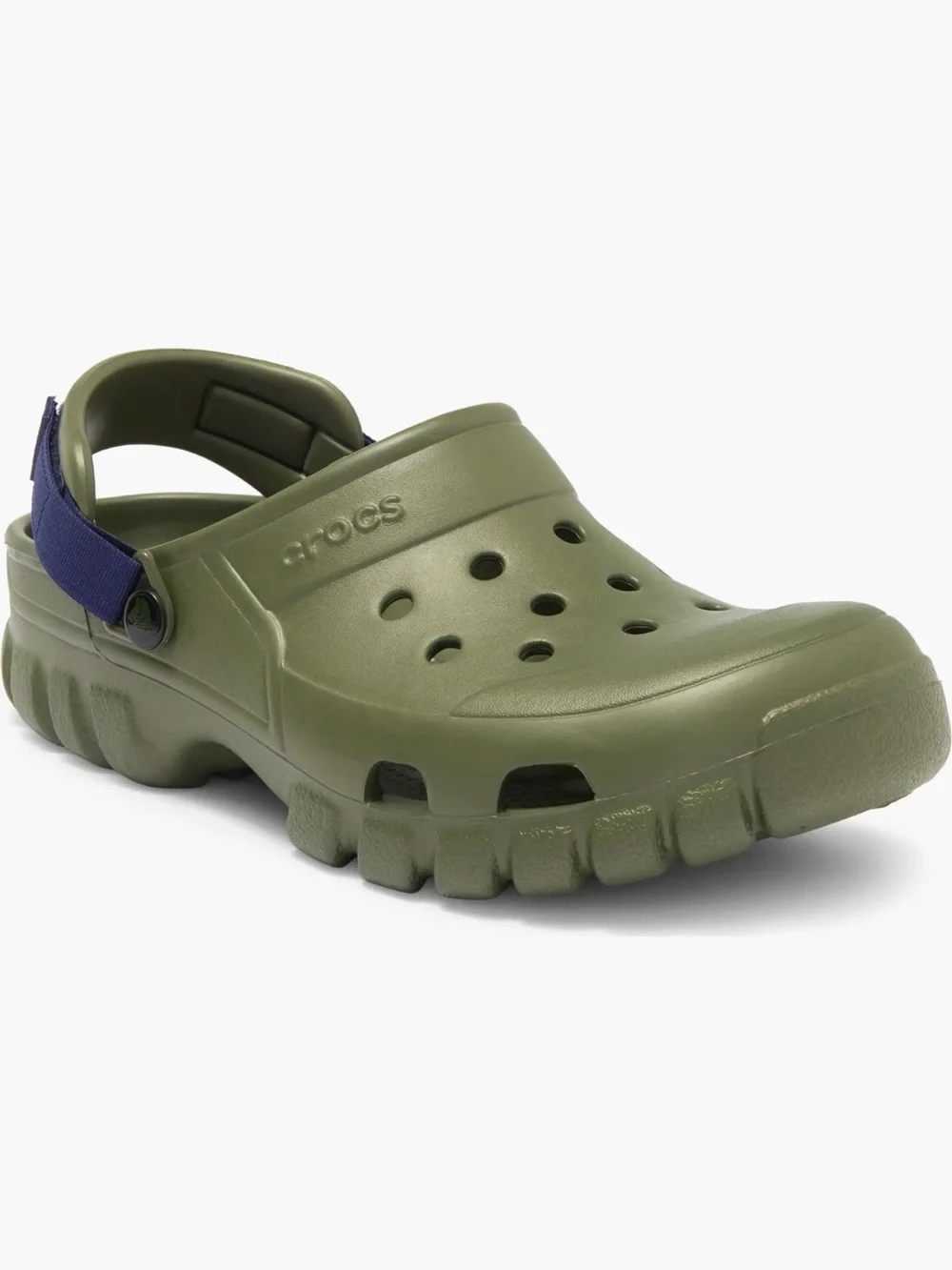 New! CROCS Classic Clog in Olive Green with Navy Strap